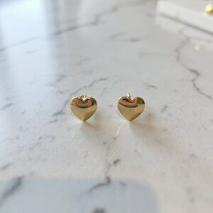 Gold Heart Stud Earrings